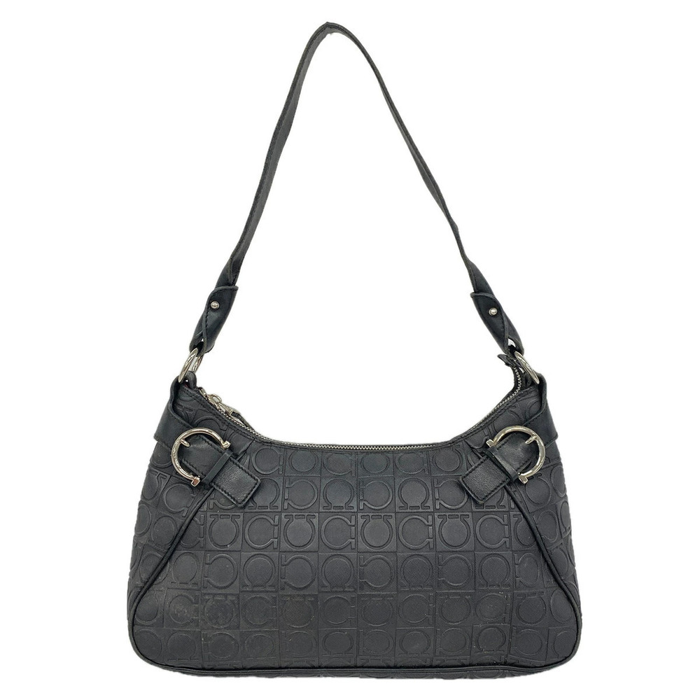 Salvatore Ferragamo Handbag Gancini Leather Black